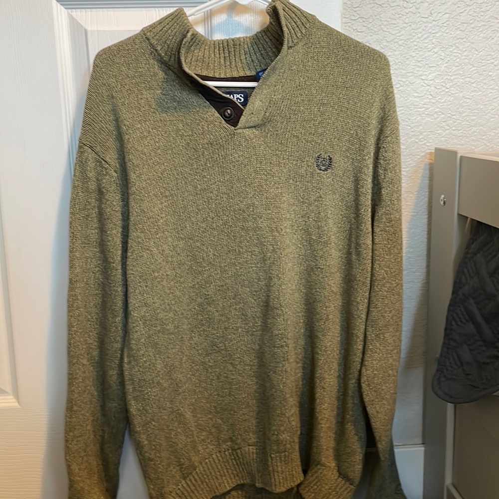 Chaps green sweater with elbow pads